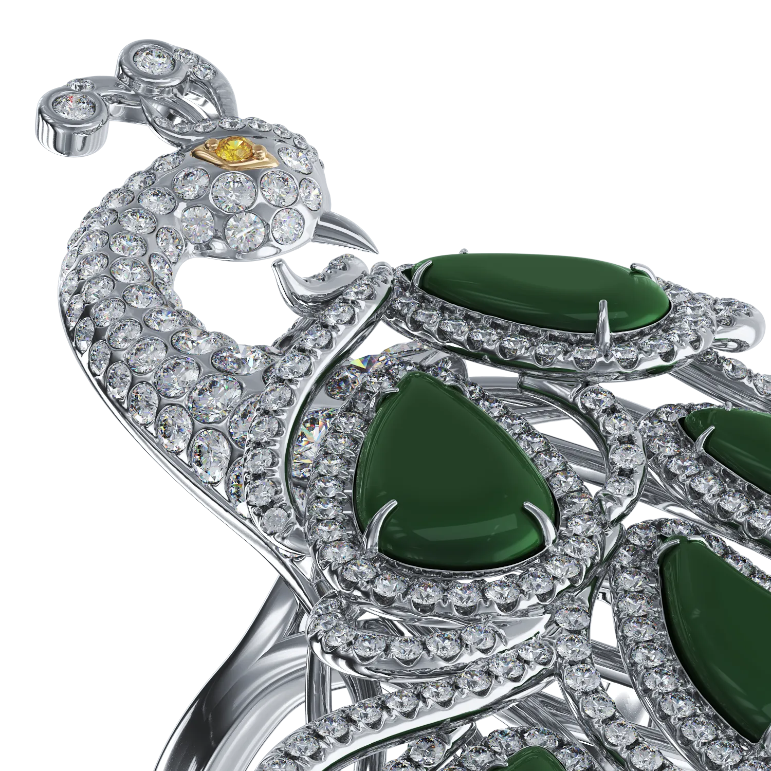 White gold ring with 1.94ct diamonds and 0.74ct jade