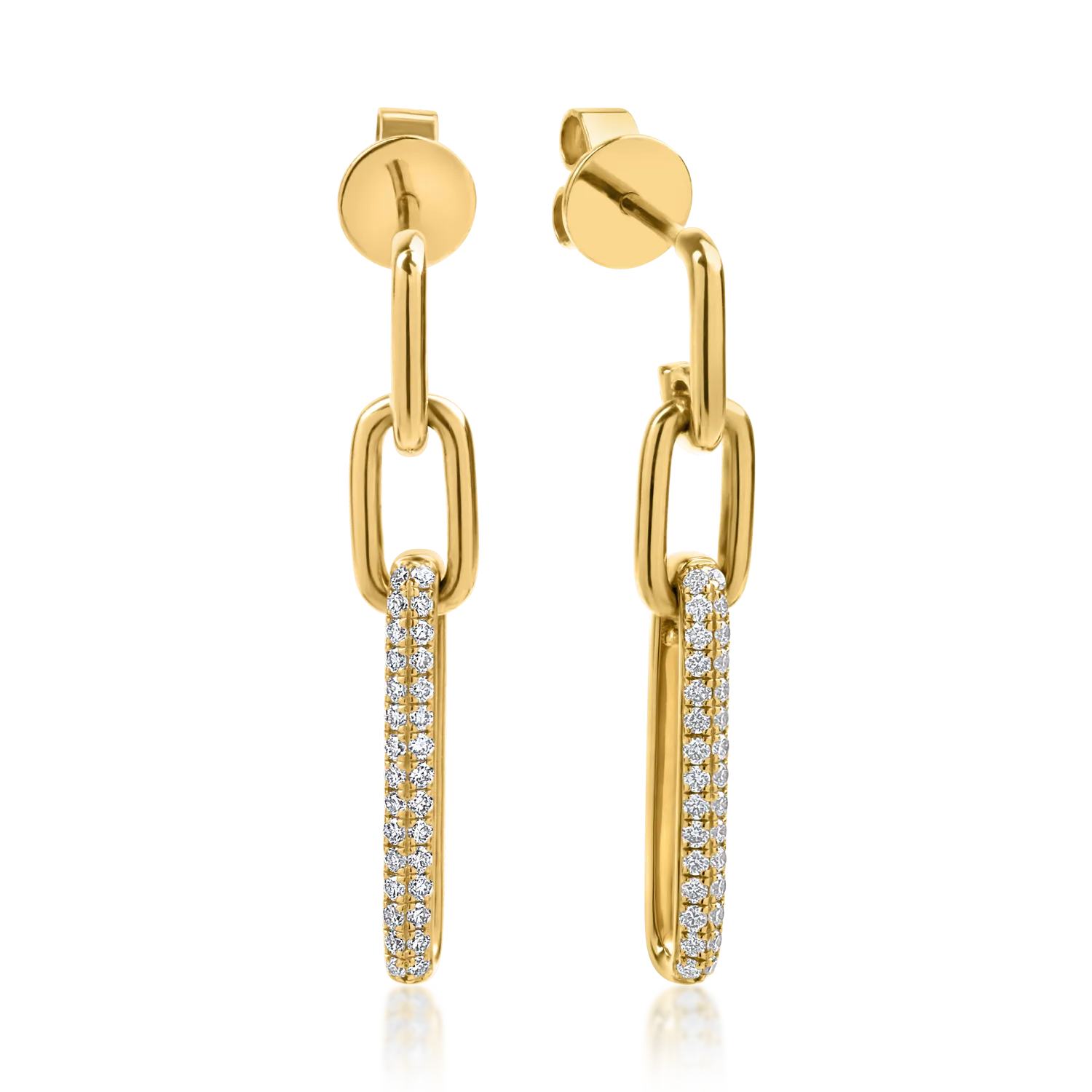 Cercei din aur galben cu diamante de 0.3ct