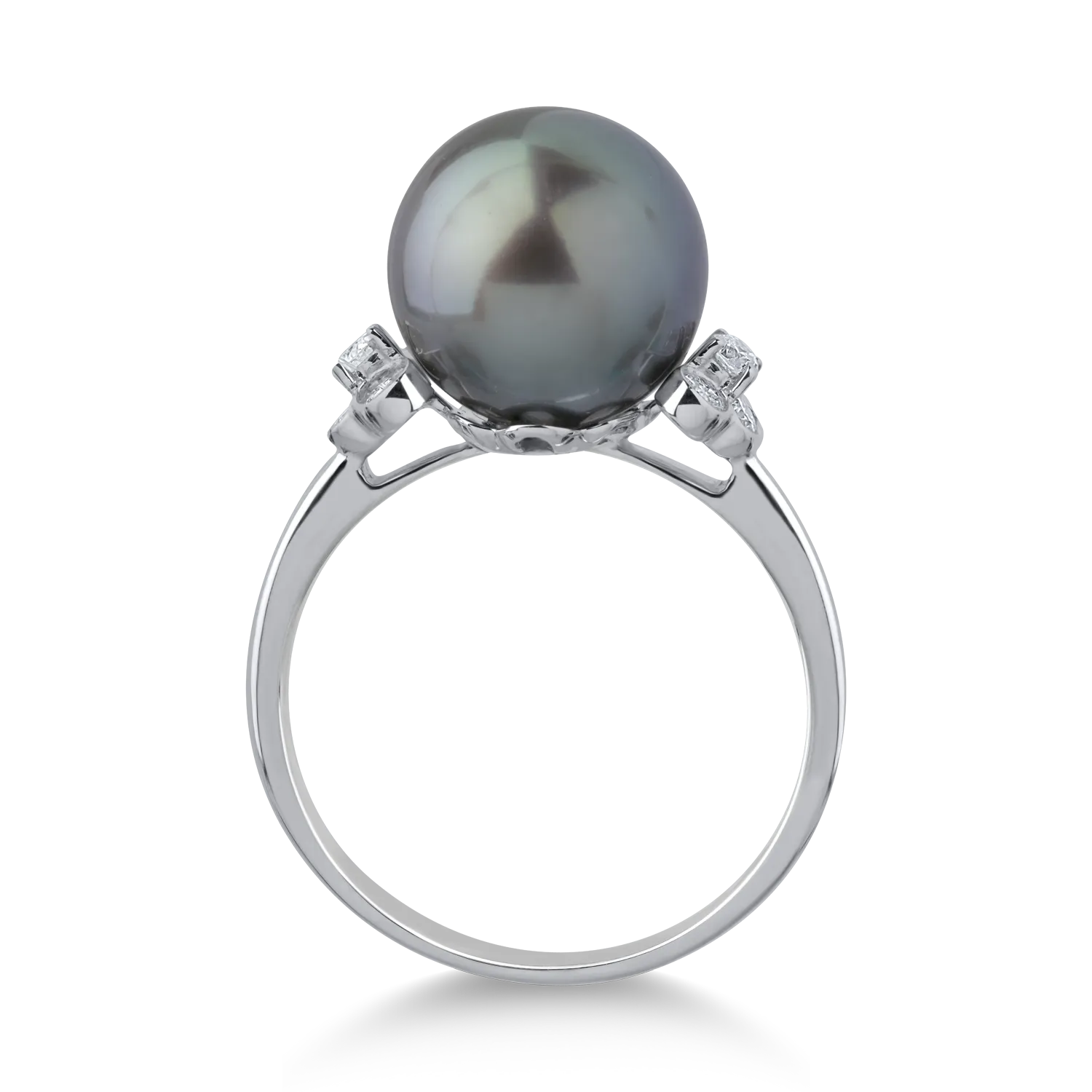 Fehérarany gyűrű 0.19ct gyémántokkal és édesvízi gyönggyel