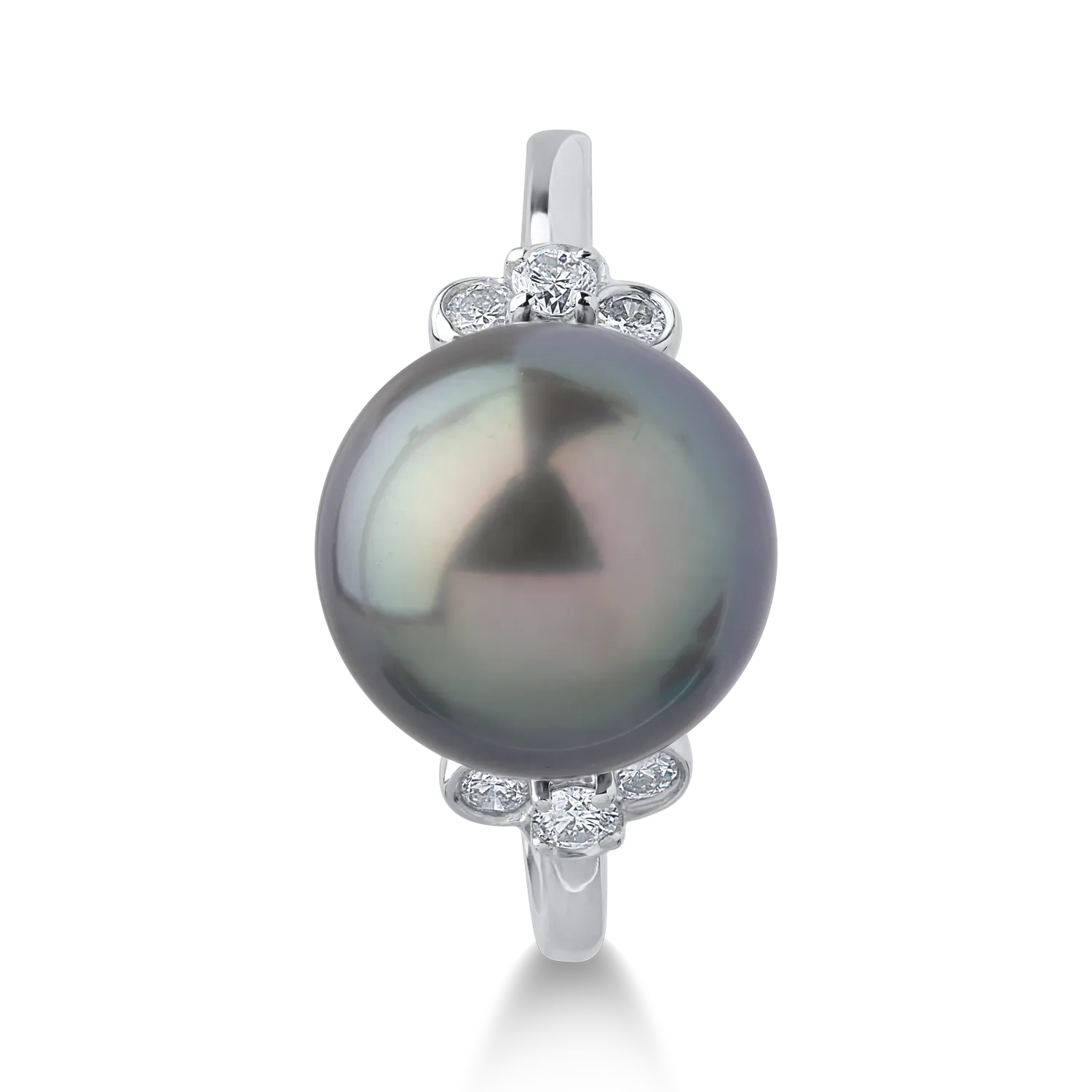 White gold ring with 0.19ct diamonds and fresh water pearl