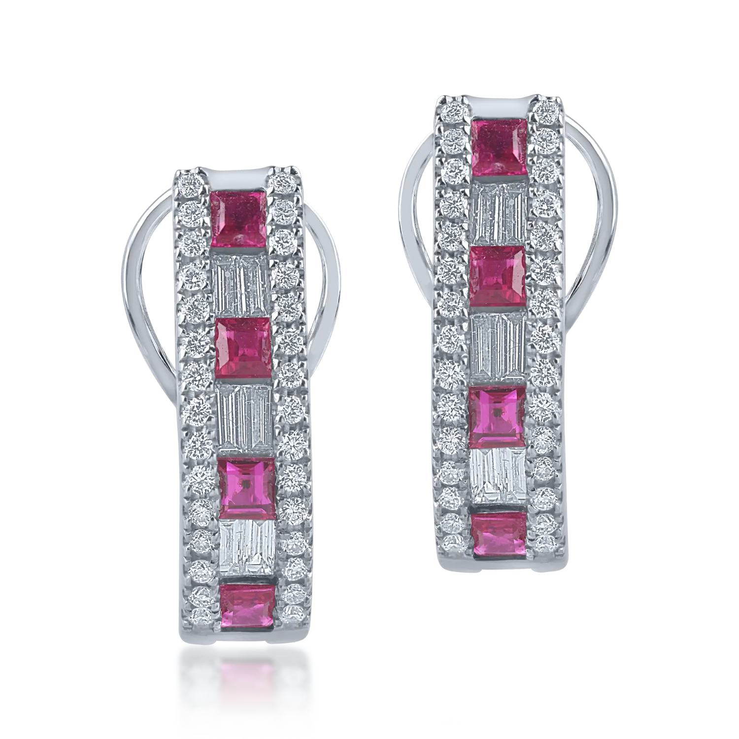 White gold earrings with 0.52ct rubies and 0.44ct diamonds