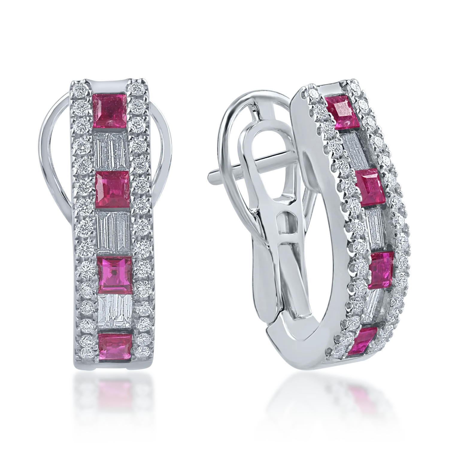 White gold earrings with 0.52ct rubies and 0.44ct diamonds