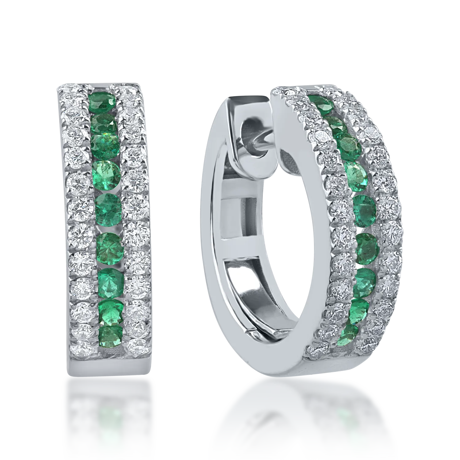White gold earrings with 0.26ct emeralds and 0.32ct diamonds