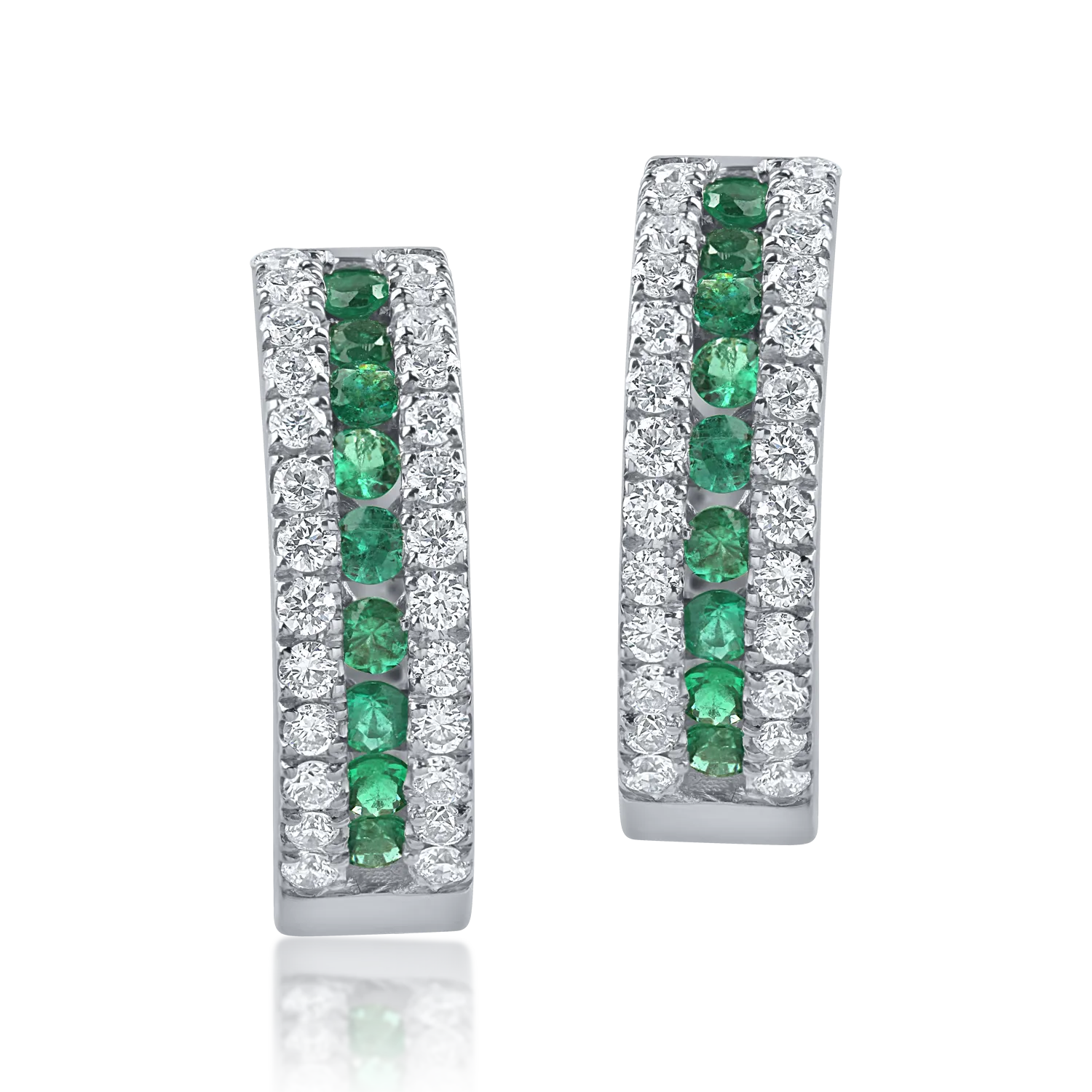 Cercei din aur alb cu smaralde de 0.26ct si diamante de 0.32ct-154607