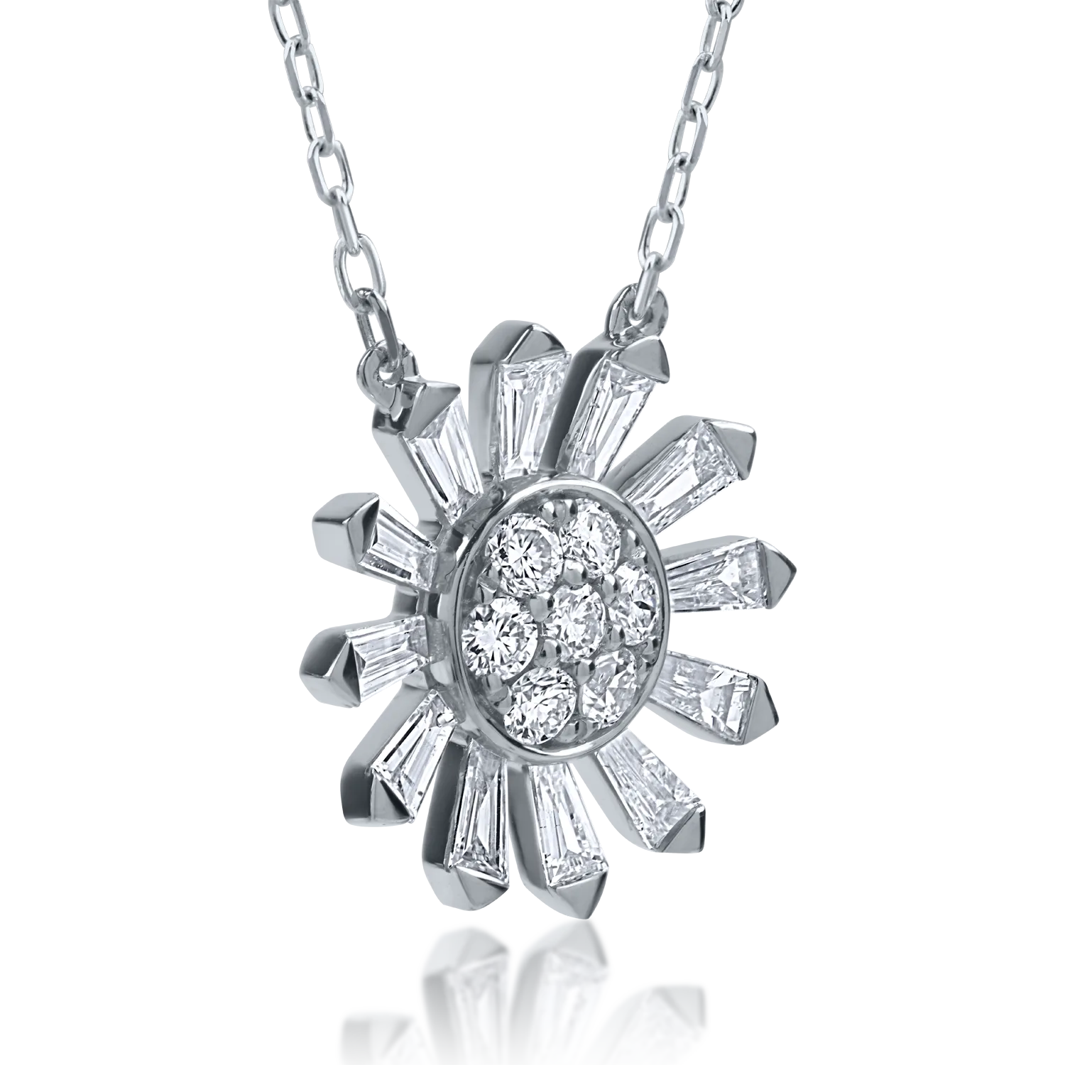 Lant cu pandantiv din aur alb cu diamante de 0.44ct