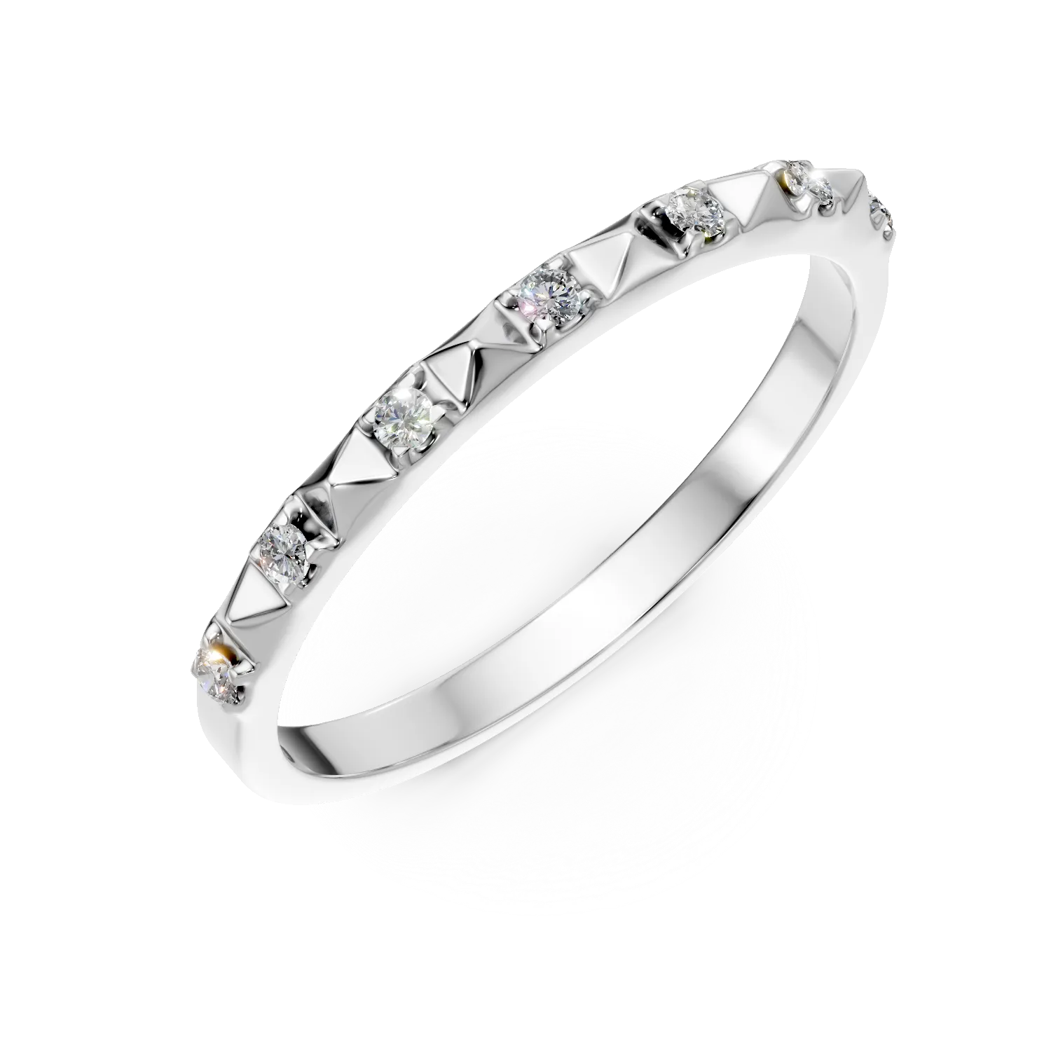 Inel din aur alb cu diamante microsetting de 0.06ct