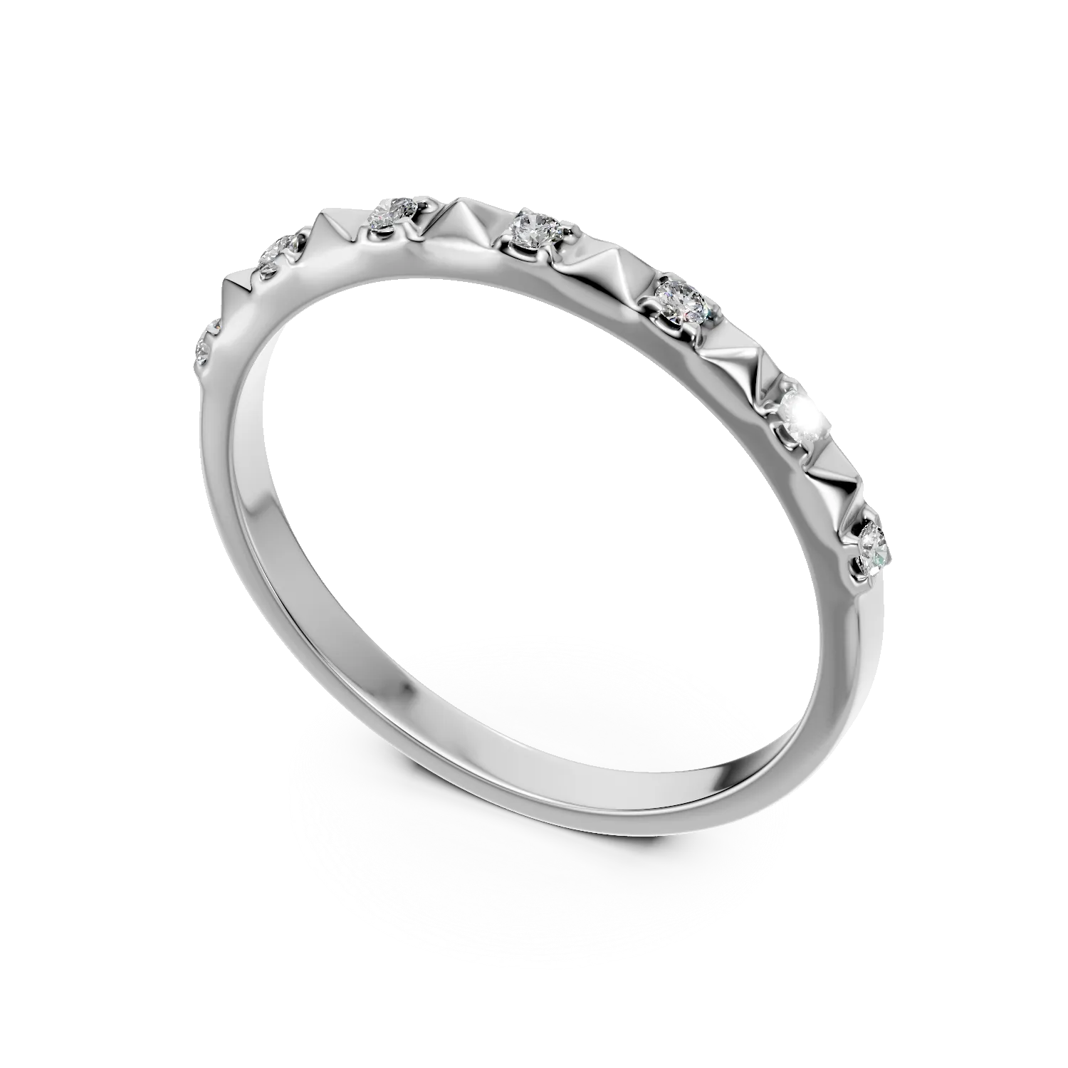 Inel din aur alb cu diamante microsetting de 0.06ct - Imagine 2