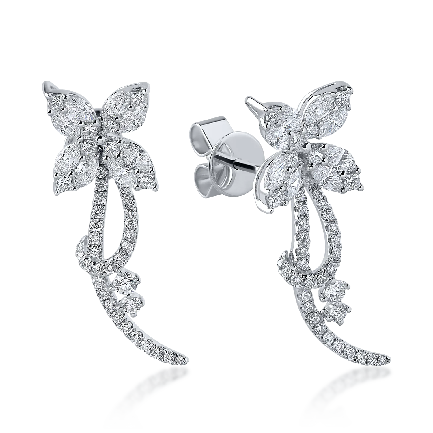 White gold earrings with 1.63ct diamonds