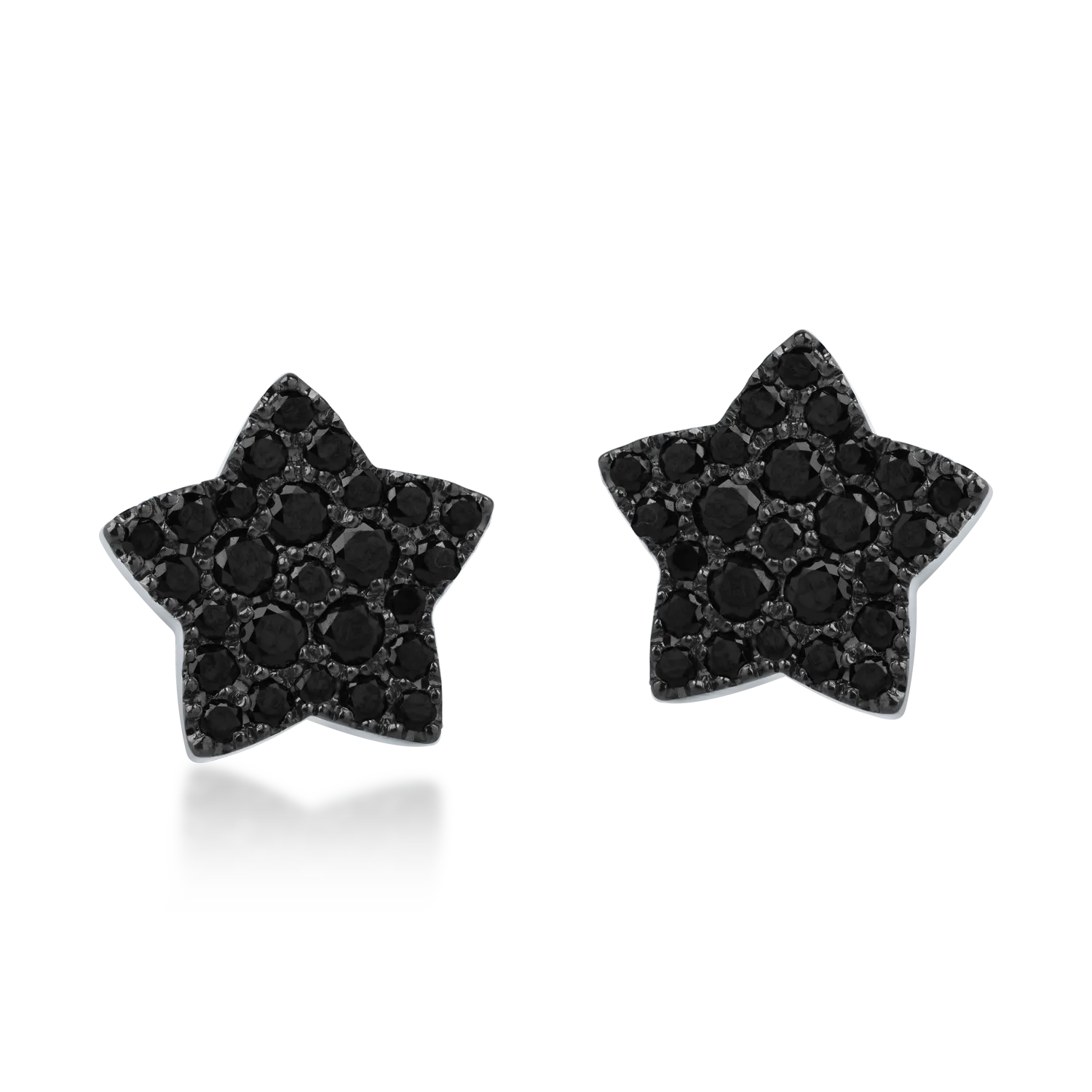 Kolczyki w kształcie gwiazdek z białego złota z czarnymi diamentami o masie 0.52ct