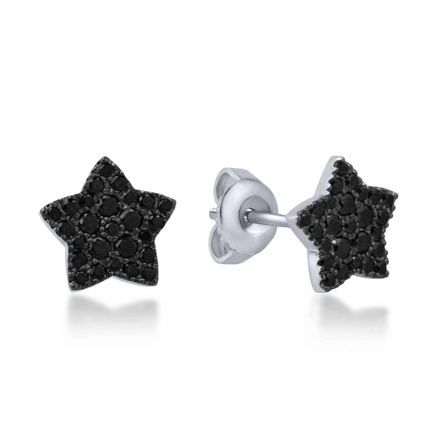 Kolczyki w kształcie gwiazdek z białego złota z czarnymi diamentami o masie 0.52ct