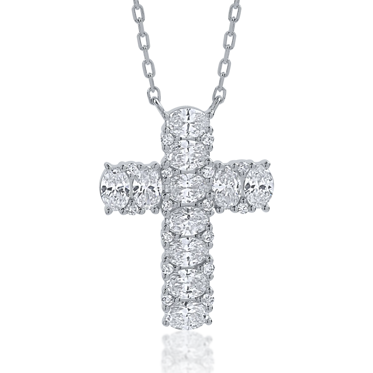 White gold cross pendant necklace with 1.2ct diamonds