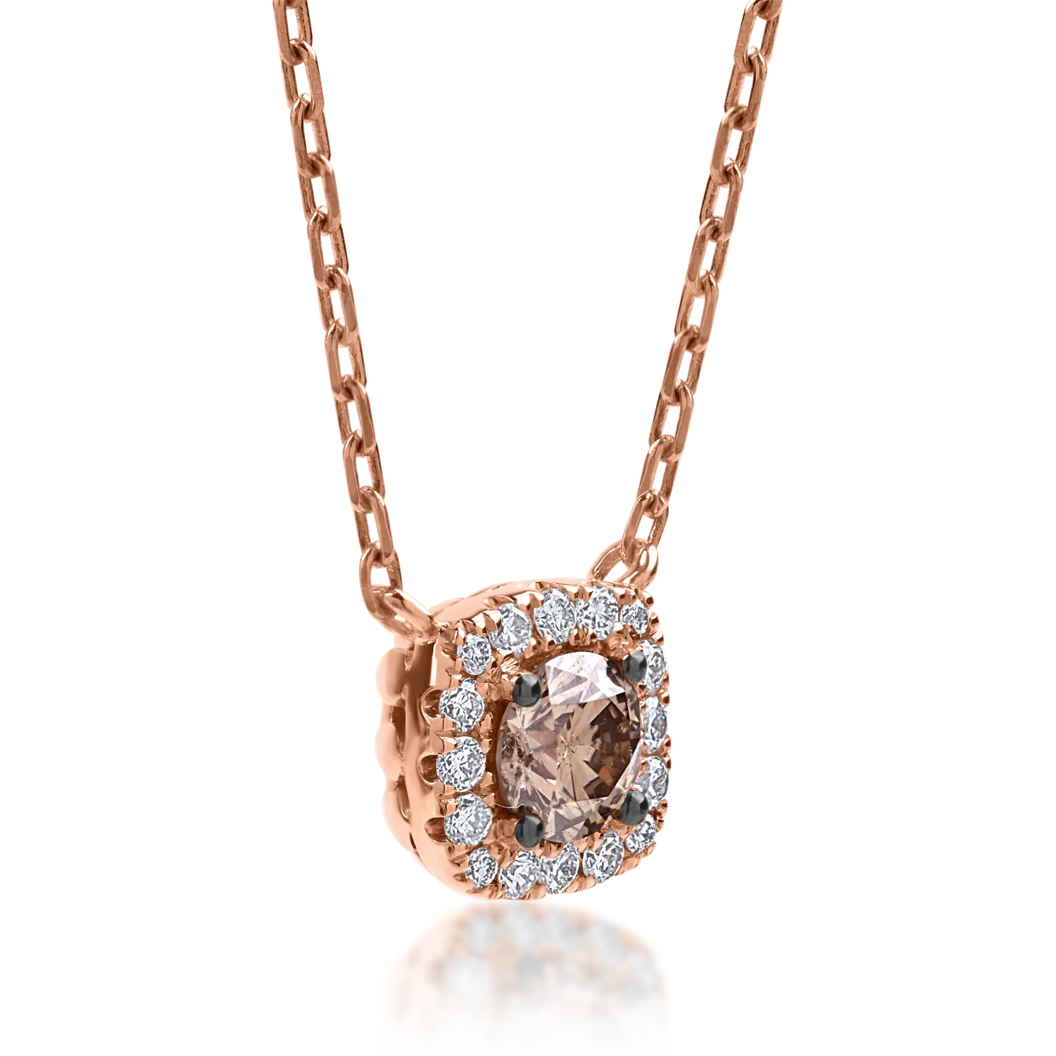 Naszyjnik z różowego złota z brązowym diamentem o masie 0.25ct i bezbarwnymi diamentami o masie 0.09ct
