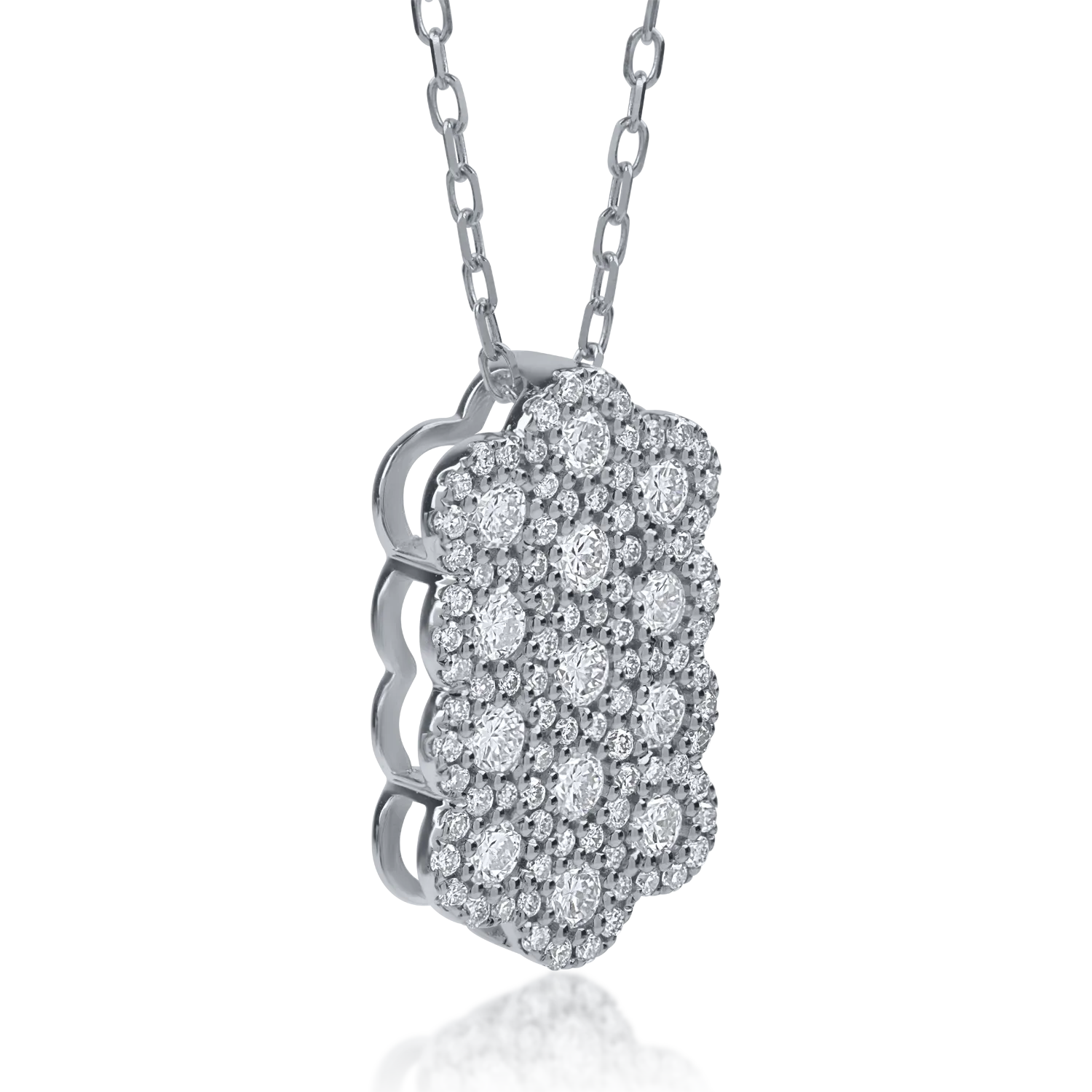 Lant cu pandantiv din aur alb cu diamante de 0.79ct