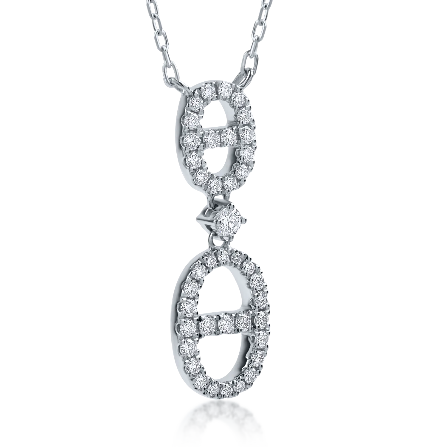 Lant cu pandantiv din aur alb cu diamante de 0.26ct