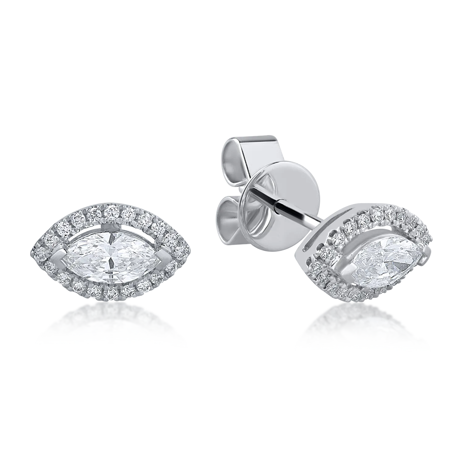 Cercei din aur alb cu diamante marquise si rotunde de 0.68ct