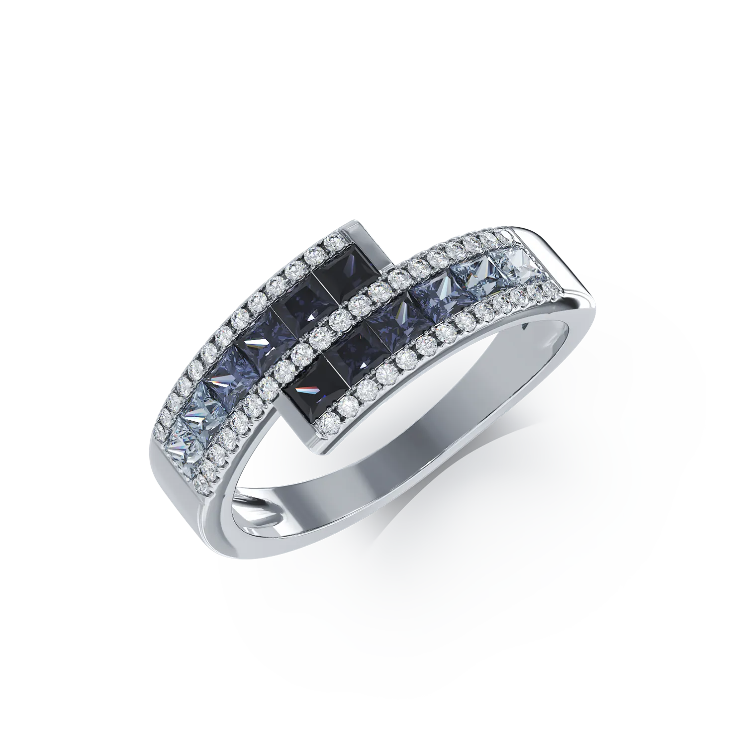 White gold ring with 0.716ct multicolored sapphires and 0.101ct diamonds-154730