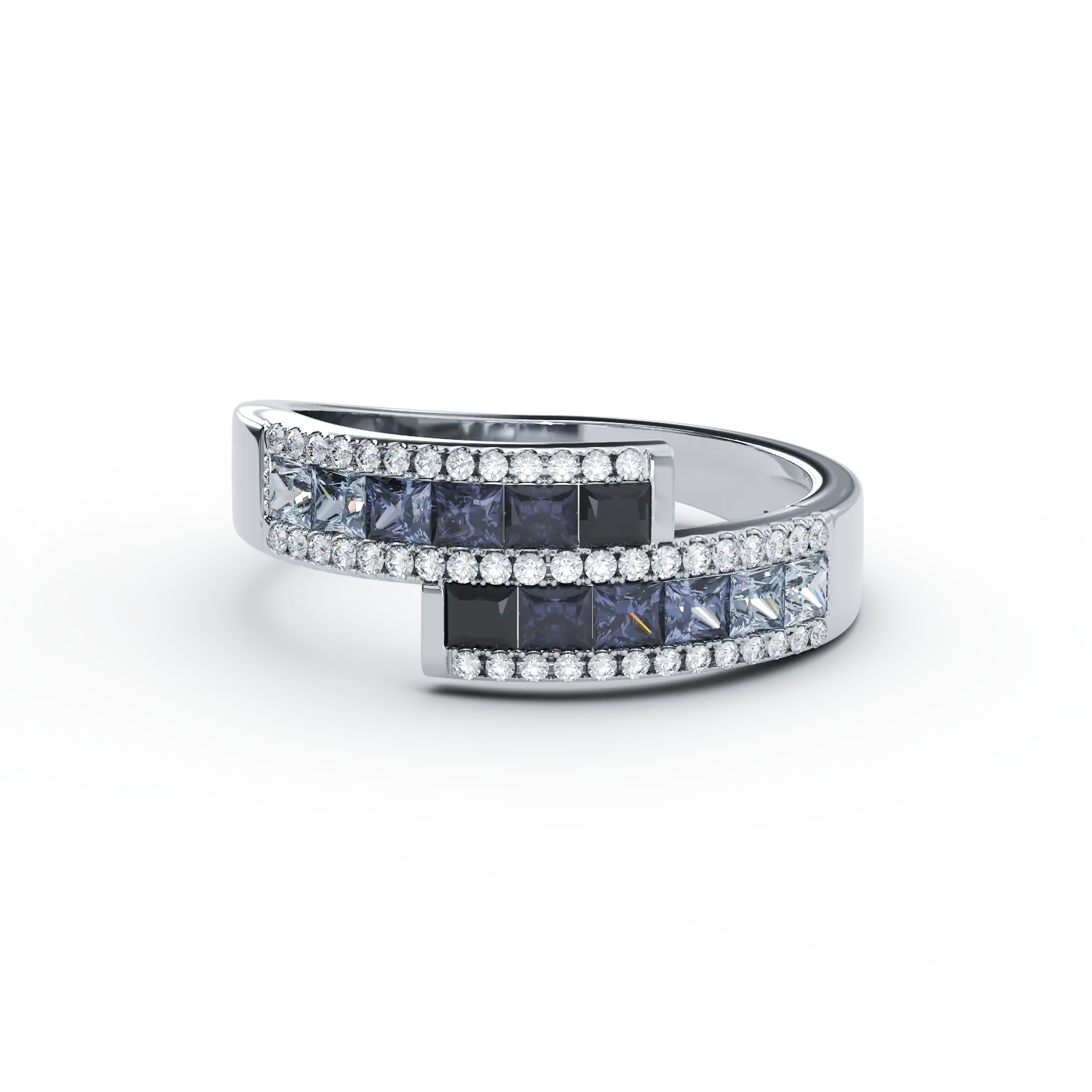 White gold ring with 0.716ct multicolored sapphires and 0.101ct diamonds