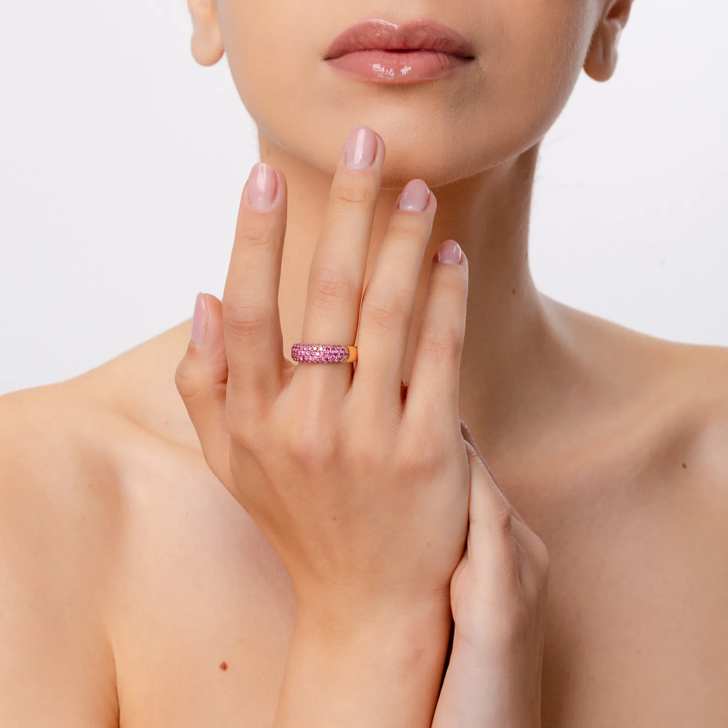 Rose gold ring with 1.3ct pink sapphires