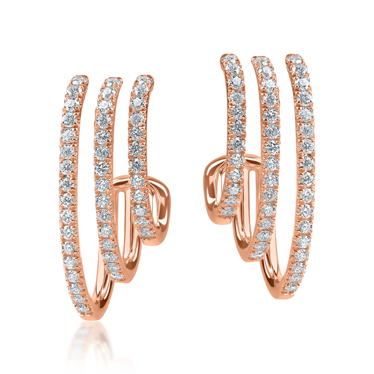 Róza arany fülbevaló 0.6ct mikrobeágyazó gyémántokkal