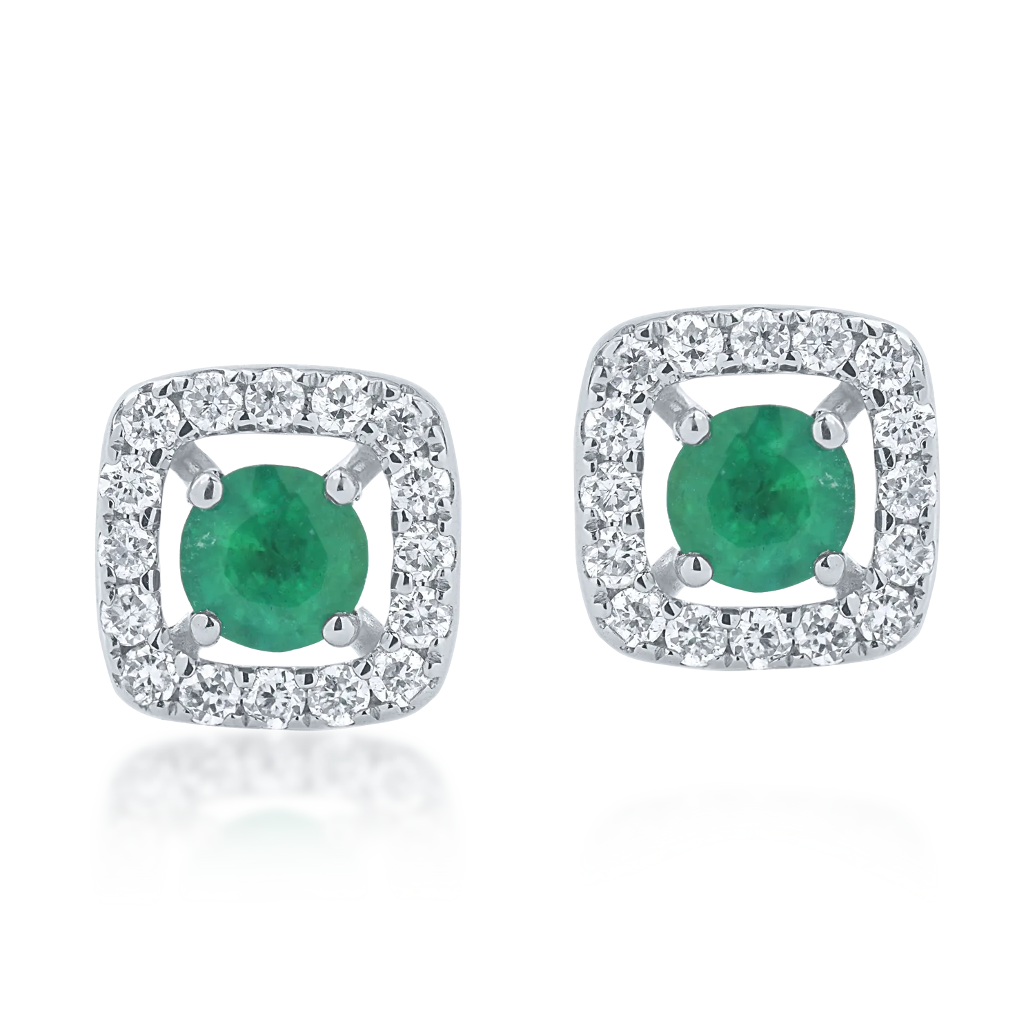 White gold earrings with 0.14ct emeralds and 0.08ct diamonds