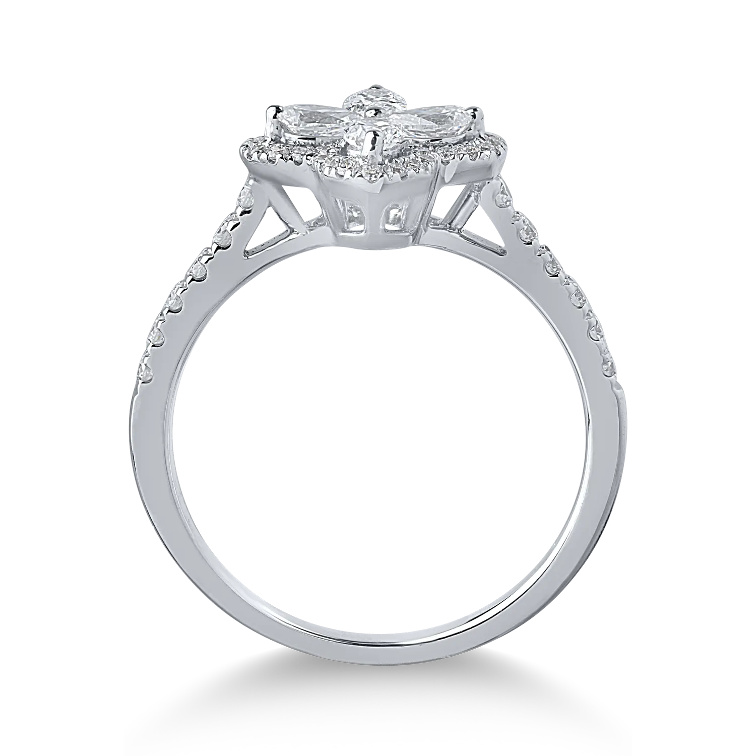 Pierścionek z białego złota z diamentami o masie 0.71ct