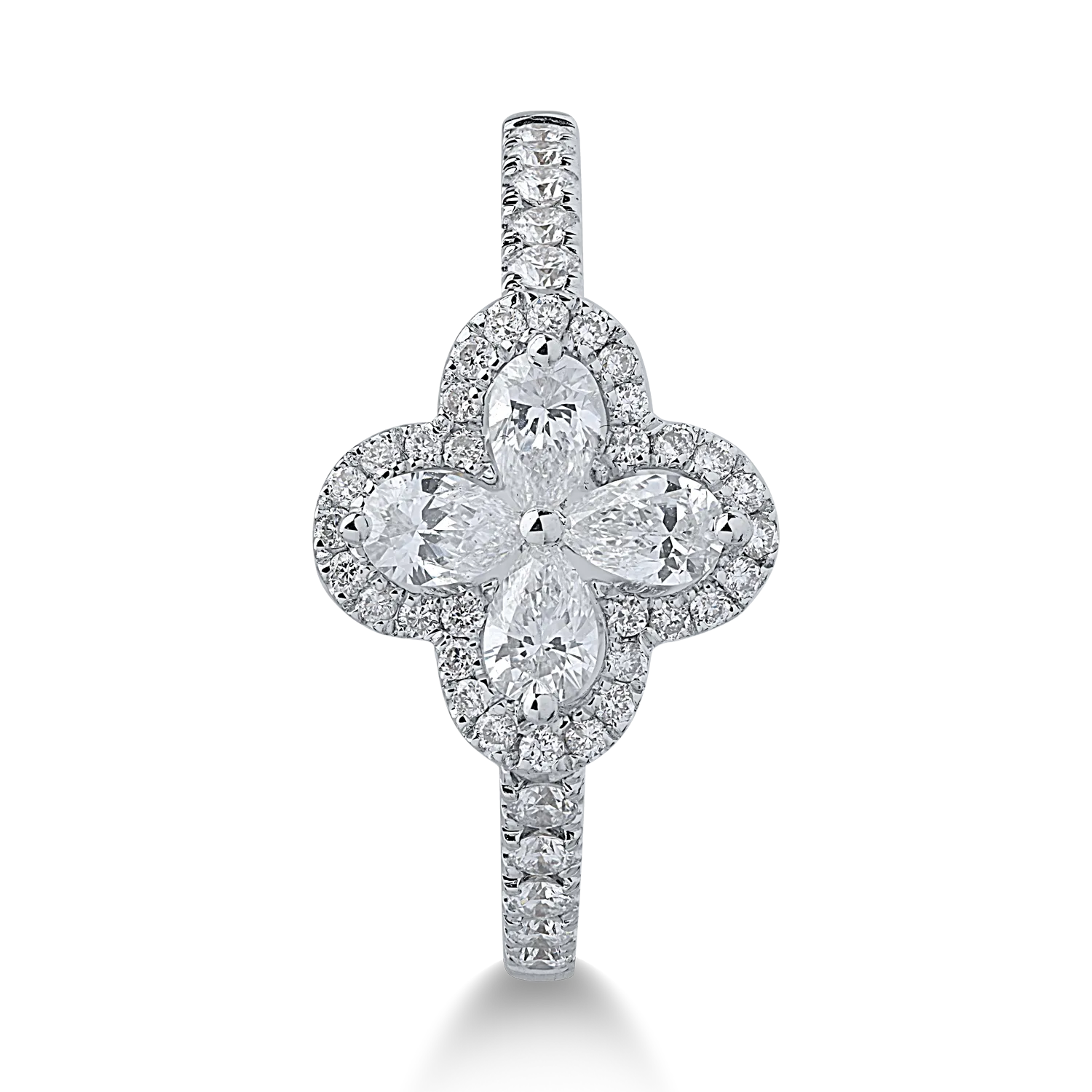 Pierścionek z białego złota z diamentami o masie 0.71ct