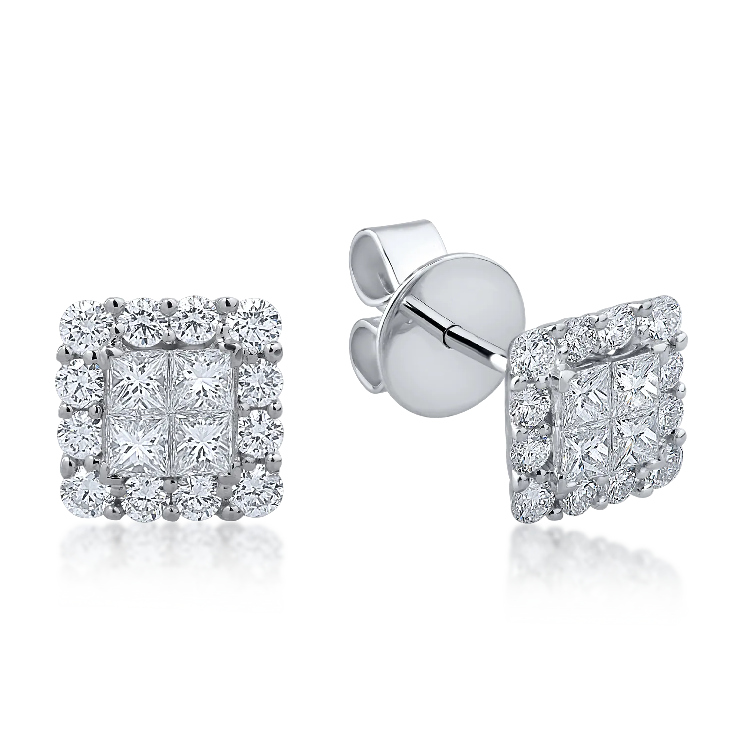 Обеци от бяло злато с 1.02ct диаманти