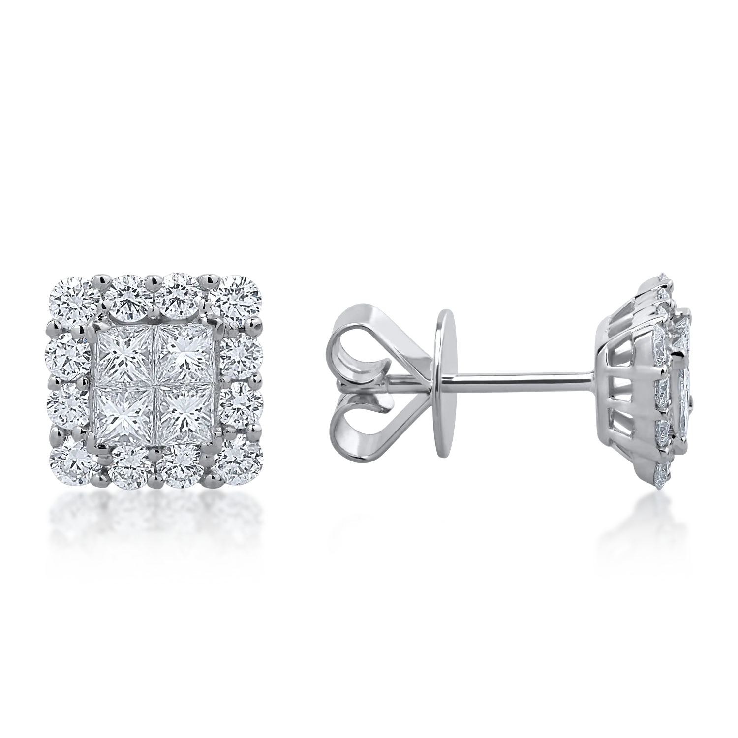 Обеци от бяло злато с 1.02ct диаманти