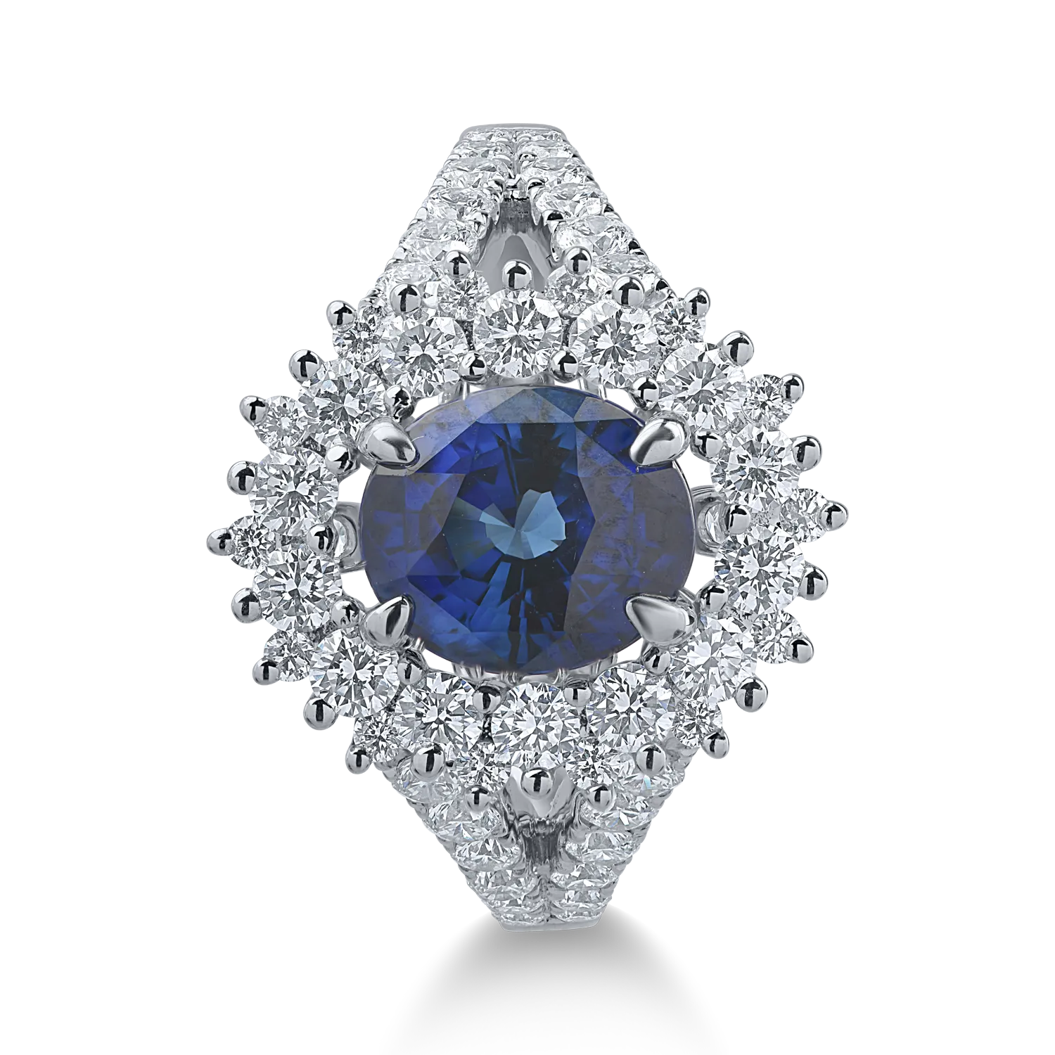Fehérarany gyűrű 2.35ct zafírral és 1.35ct gyémánttal