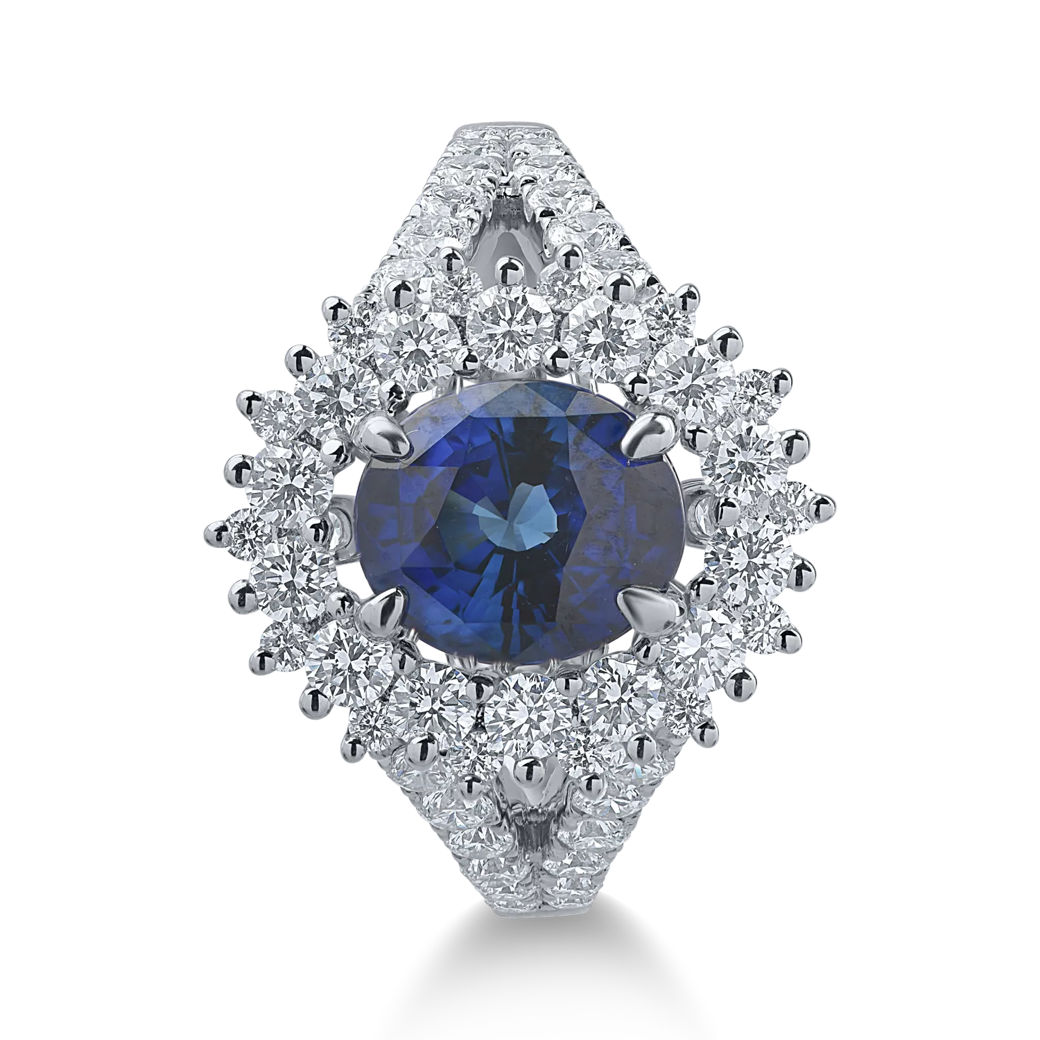 Inel din aur alb cu safir de 2.35ct si diamante de 1.35ct