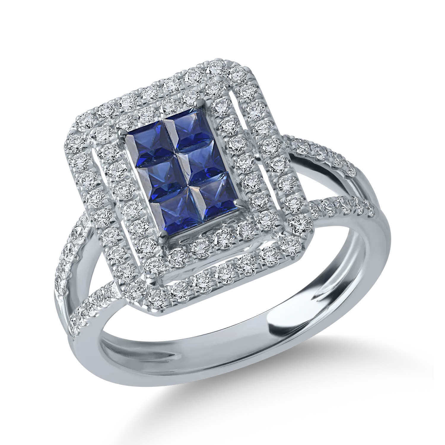 White gold ring with 0.62ct sapphires and 0.69ct diamonds