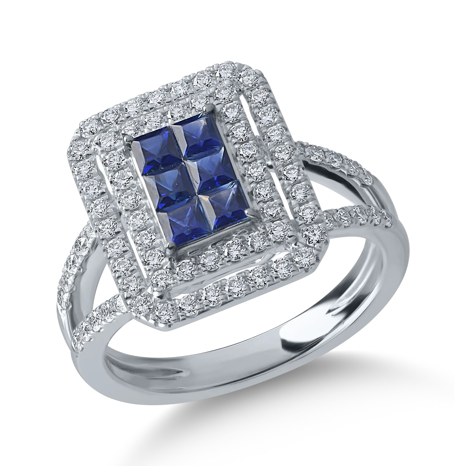 White gold ring with 0.62ct sapphires and 0.69ct diamonds-154906