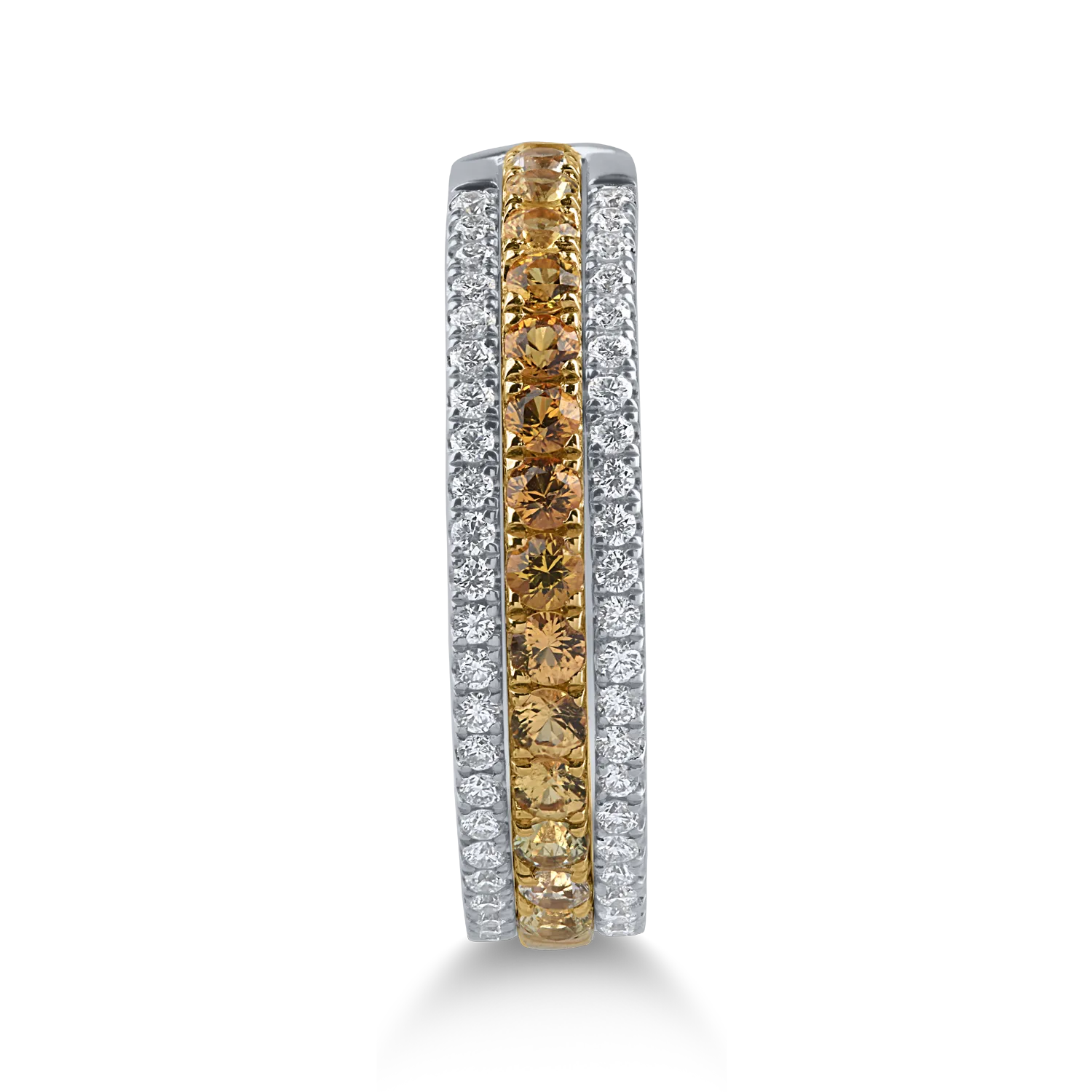 Пръстен от жълто-бяло злато с 0.46ct жълти диаманти и 0.24ct прозрачни диаманти