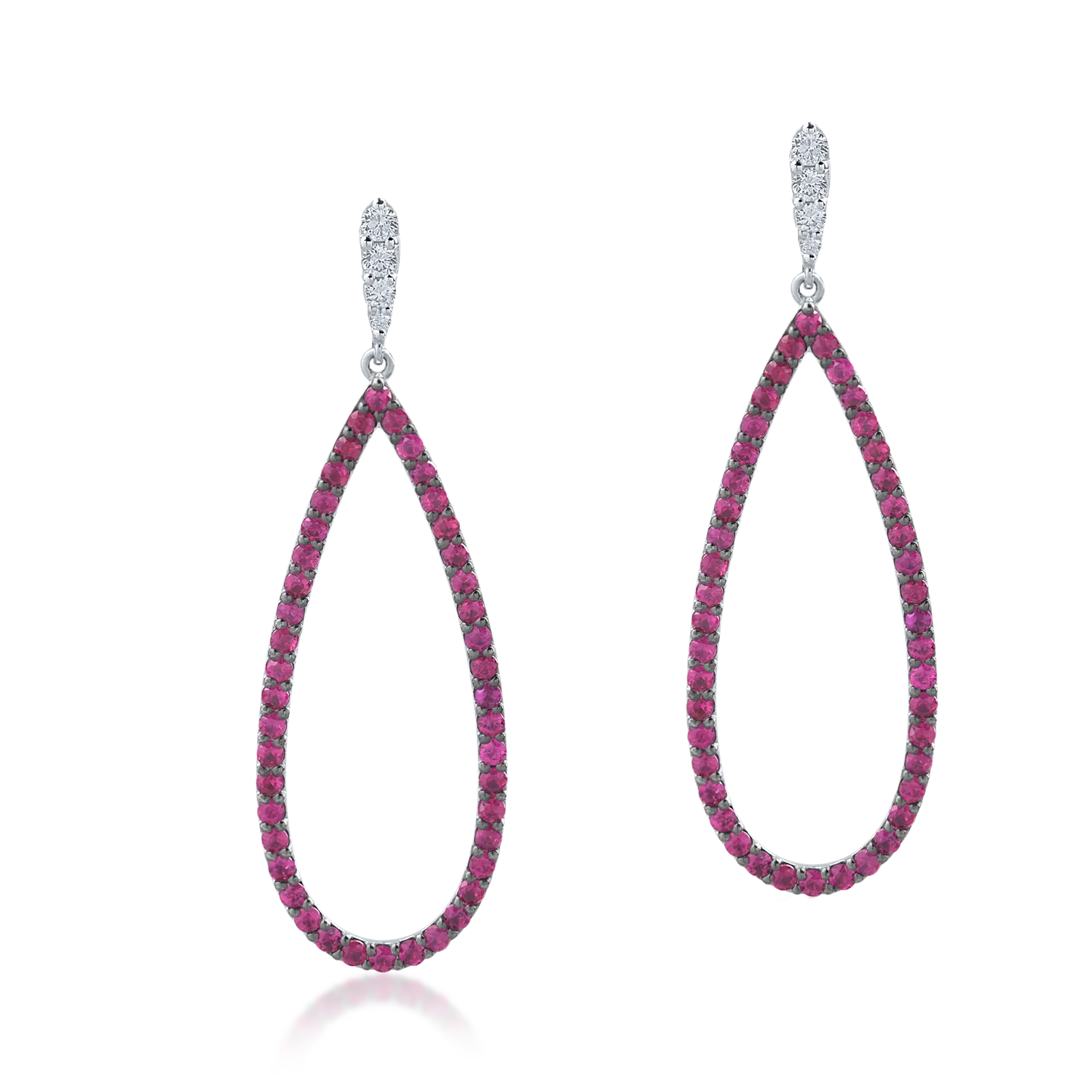 White gold earrings with 0.24ct diamonds and 2.1ct rubies