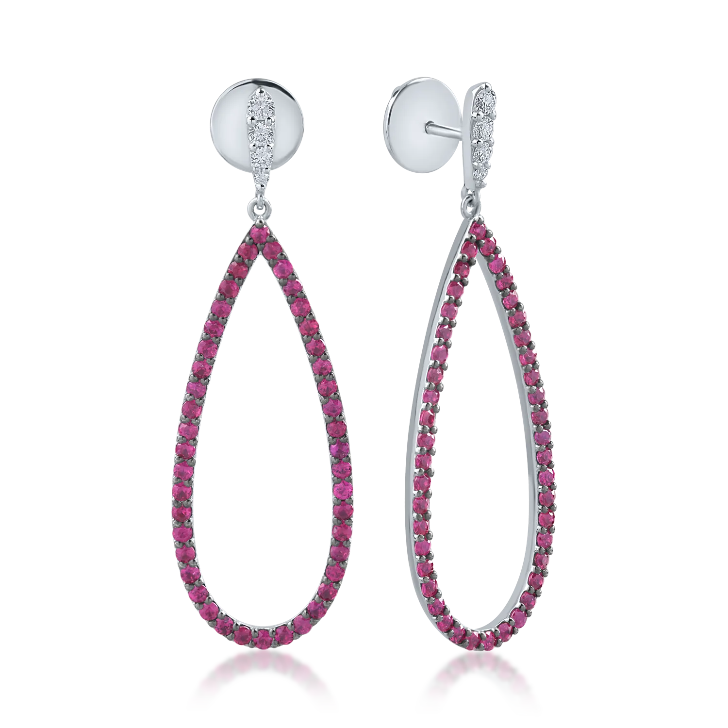 White gold earrings with 0.24ct diamonds and 2.1ct rubies