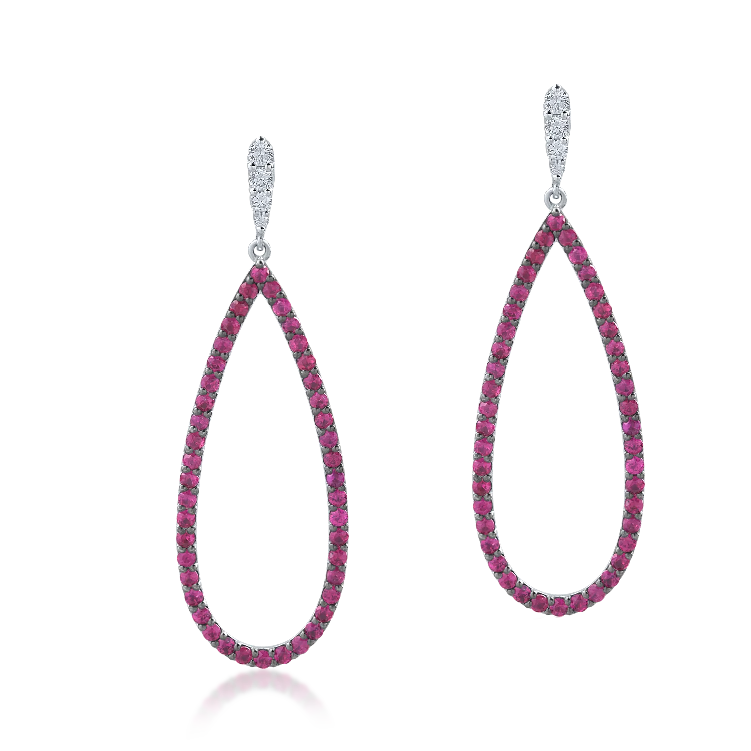Cercei din aur alb cu diamante de 0.24ct si rubine de 2.1ct-154826