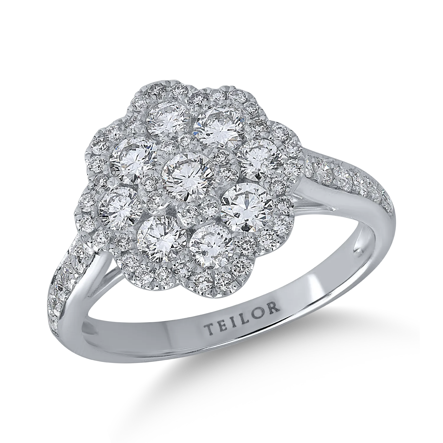 Fehérarany gyűrű 1.24ct gyémántokkal