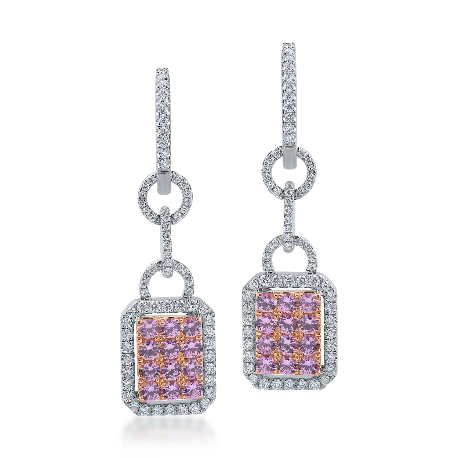 Cercei din aur alb-roz cu safire roz de 1.11ct si diamante de 0.67ct-154844