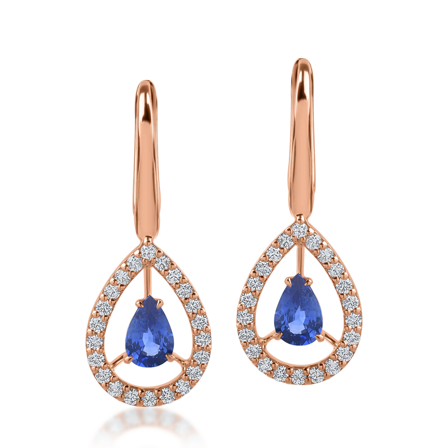 Rose gold earrings with 1ct sapphires and 0.47ct diamonds