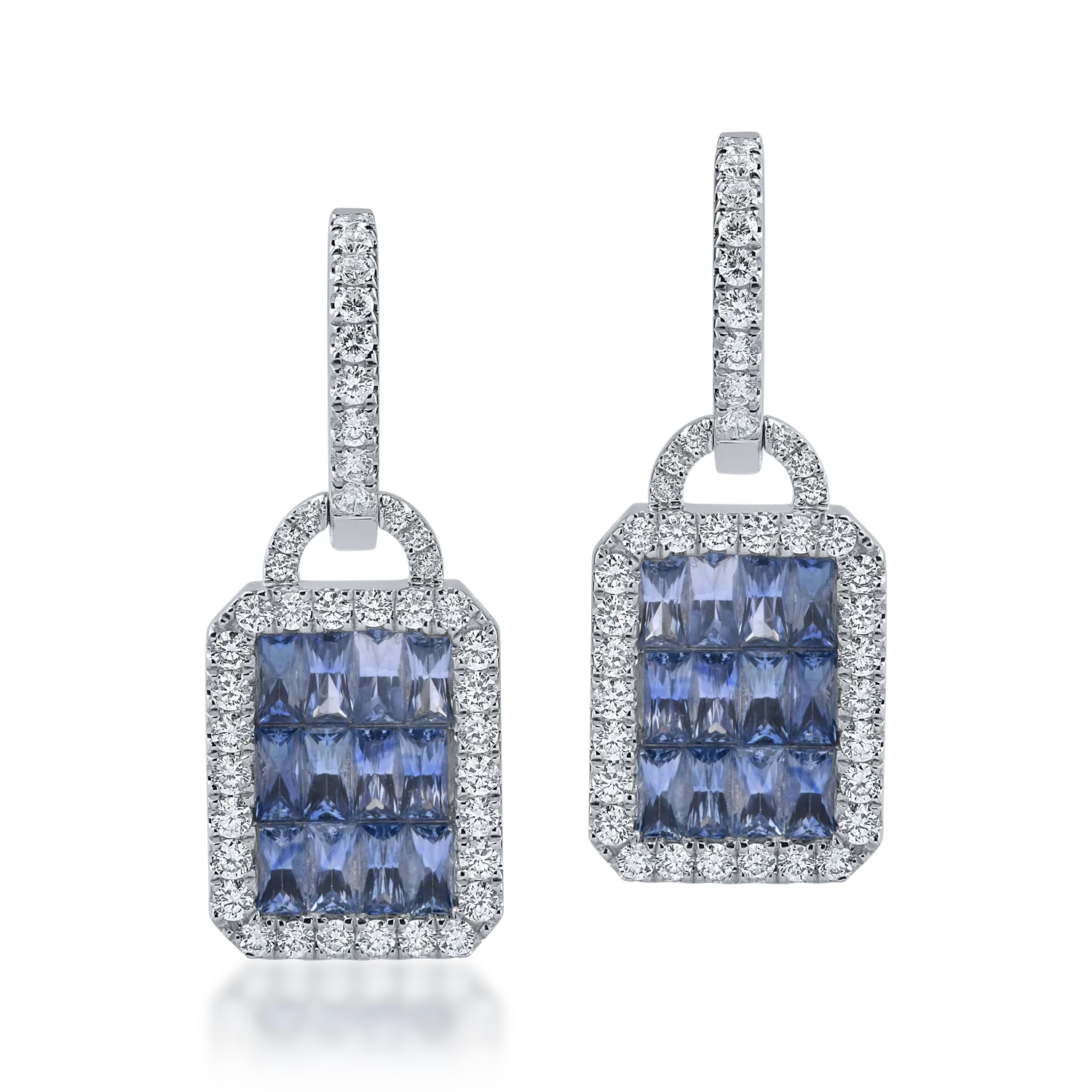 White gold earrings with 3.55ct sapphires and 1.23ct diamonds