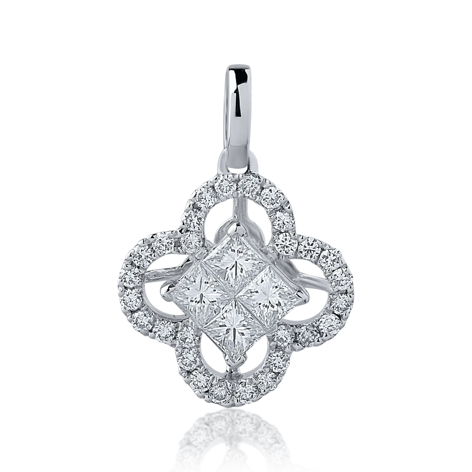 Teilor Pandantiv din aur alb cu diamante princess si rotunde de 0.46ct