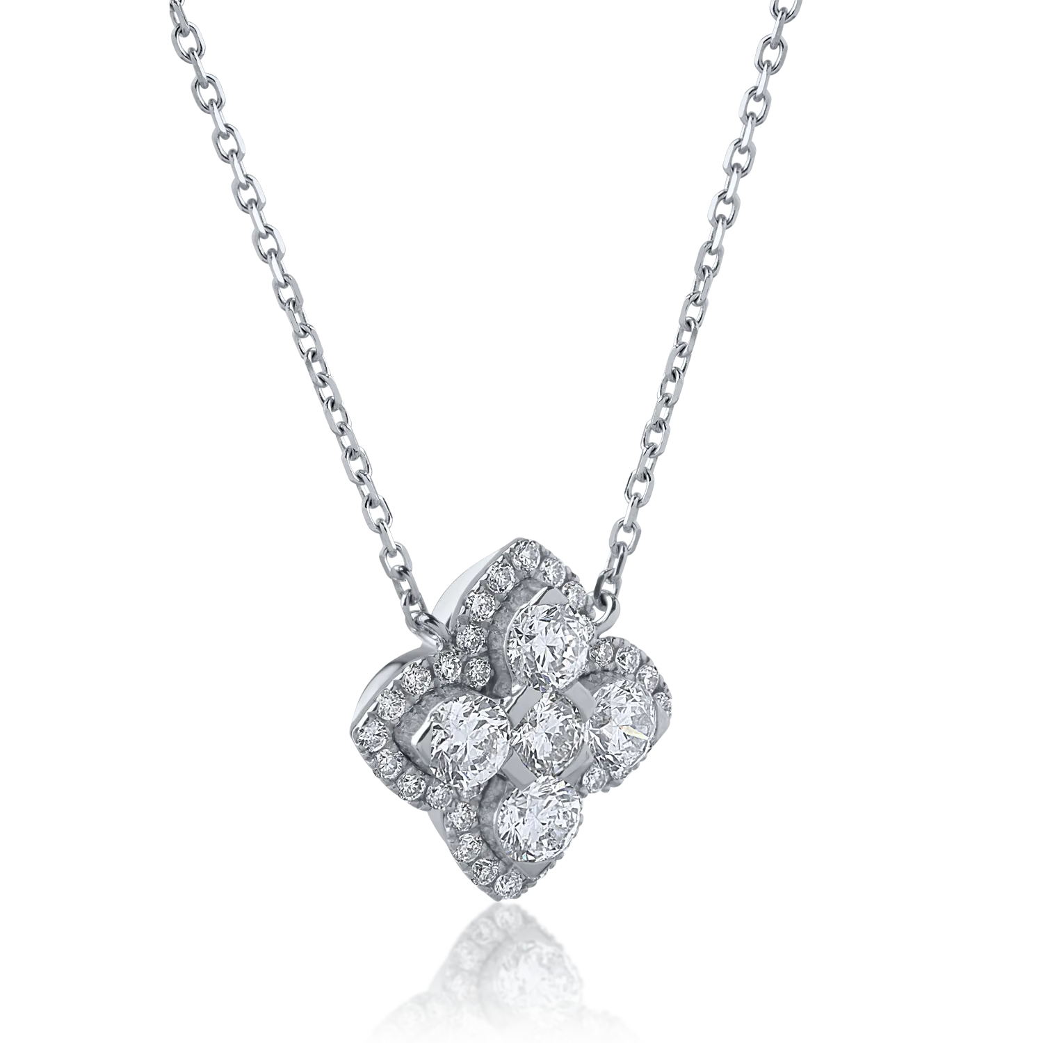 Lant cu pandantiv din aur alb cu diamante de 0.82ct