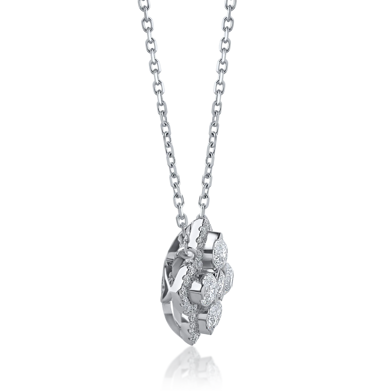 Lant cu pandantiv din aur alb cu diamante de 0.82ct