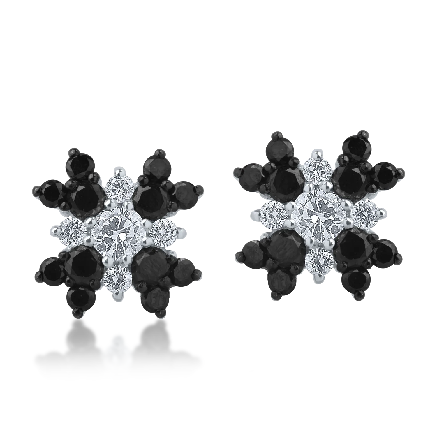 Cercei din aur alb cu diamante transparente de 0.55ct si diamante negre de 1.12ct-154898