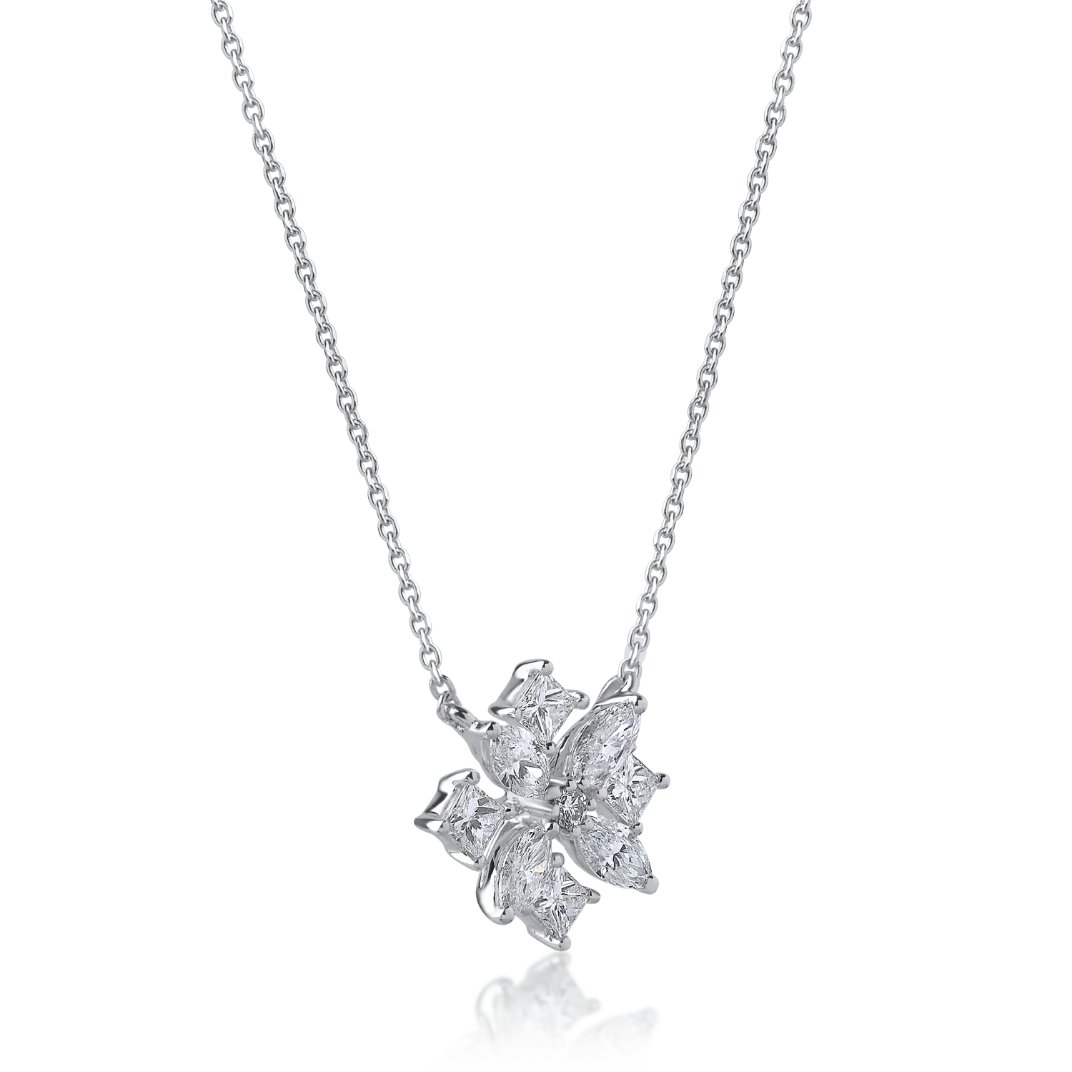 Lant cu pandantiv din aur alb cu diamante de 0.5ct