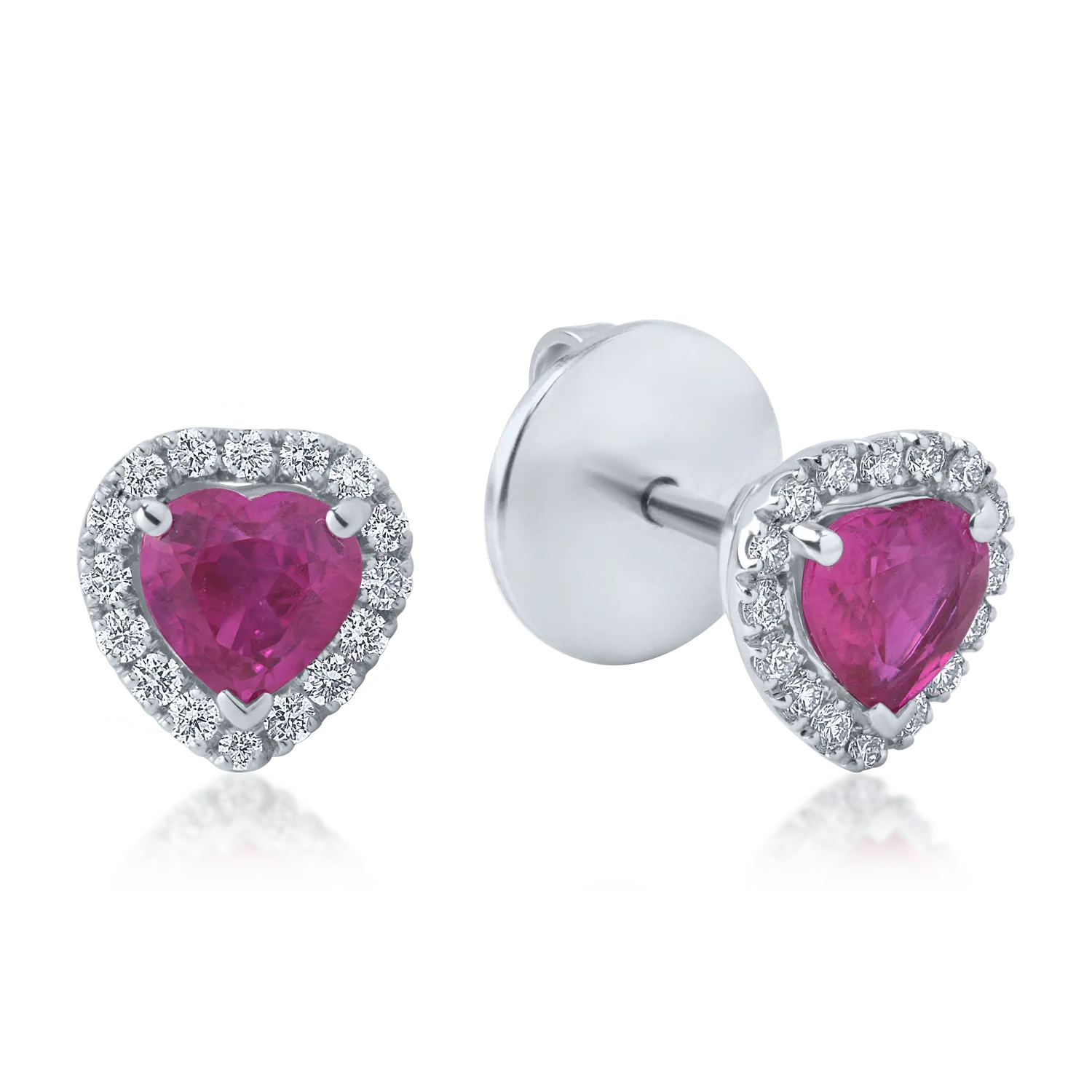 White gold earrings with 0.99ct rubies and 0.22ct diamonds