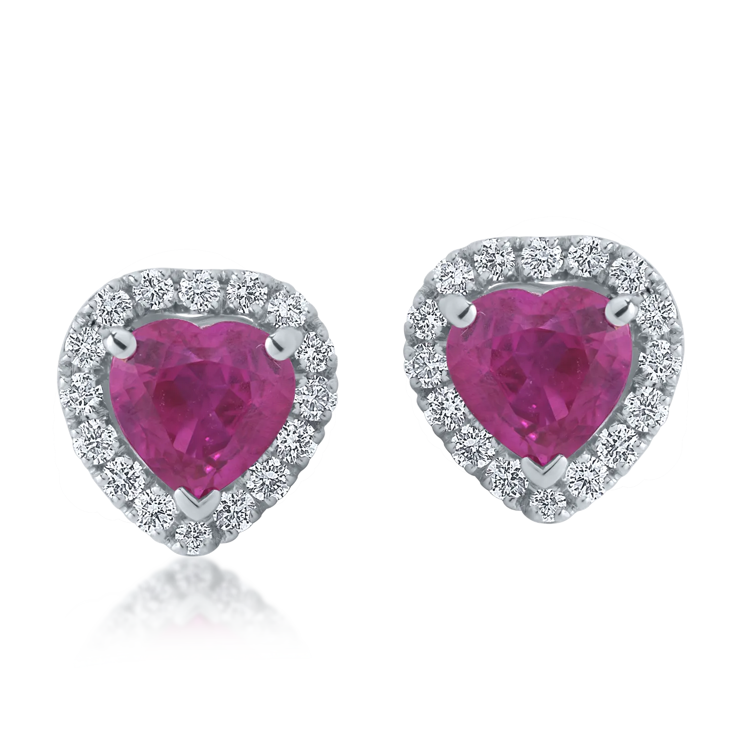 Kolczyki z białego złota z rubinami 0.99ct i brylantami 0.22ct
