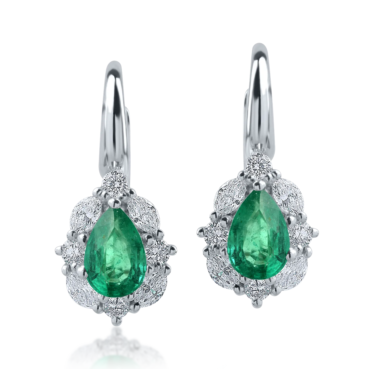 White gold earrings with 0.8ct emeralds and 0.48ct diamonds
