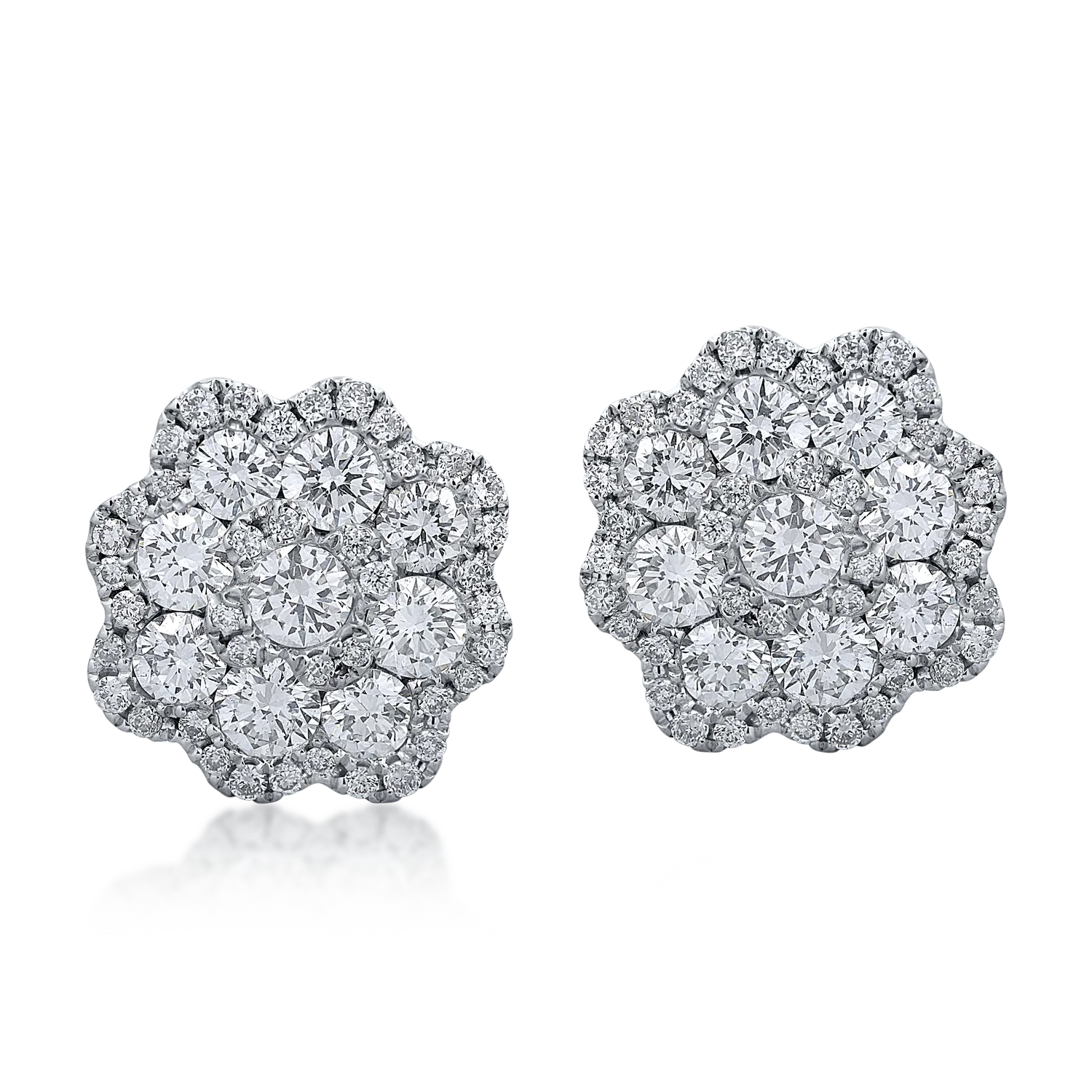 Cercei din aur alb cu diamante de 2ct - 1 | YEO