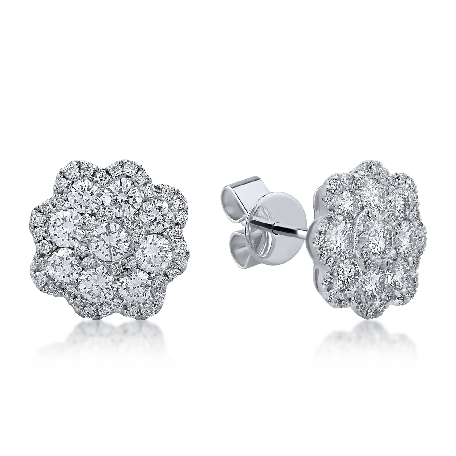 White gold earrings with 2ct diamonds